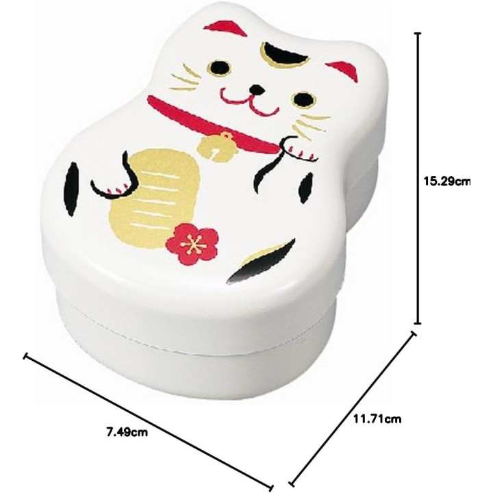 Weiße Maneki-neko 2-stöckige Bento-Box Tatsumiya Japanischer Import