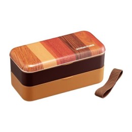 2-Tier Wood Bento Box 600ml Chopsticks - Japanese Import