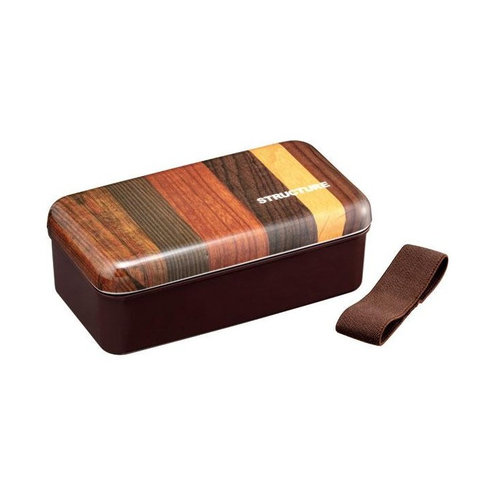 Skater Bento Dôme 870ml Marron Structure Bois - Import Japon