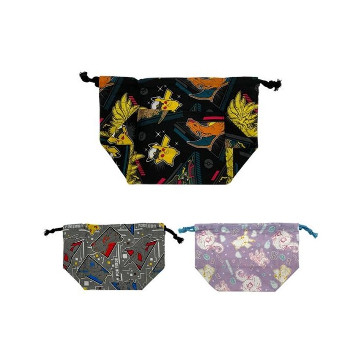 Pokémon Black Drawstring Bento Bag Maruyoshi Japanese Import