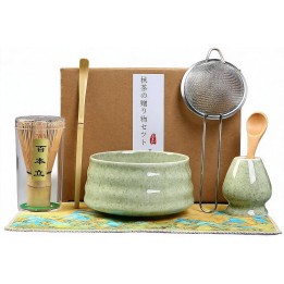 Ensemble traditionnel de cérémonie du thé au matcha, 7 pièces, vert-2 | Japanzon