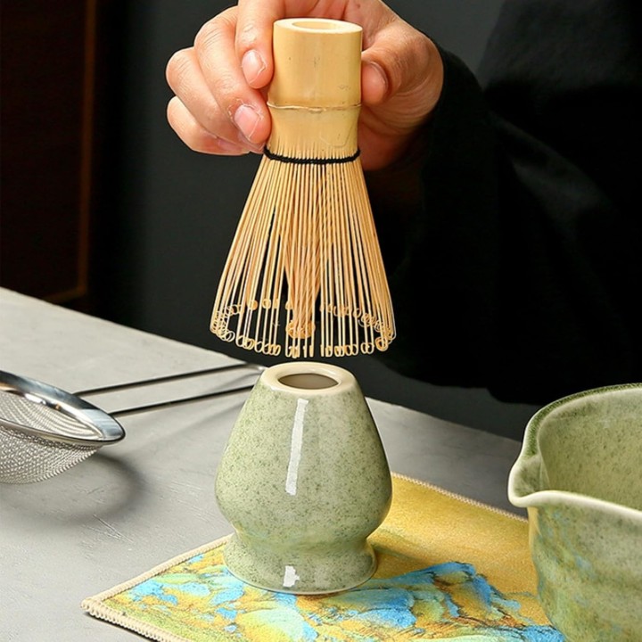 Juego tradicional de 7 piezas para la ceremonia del té Matcha, verde-2 | Japanzon