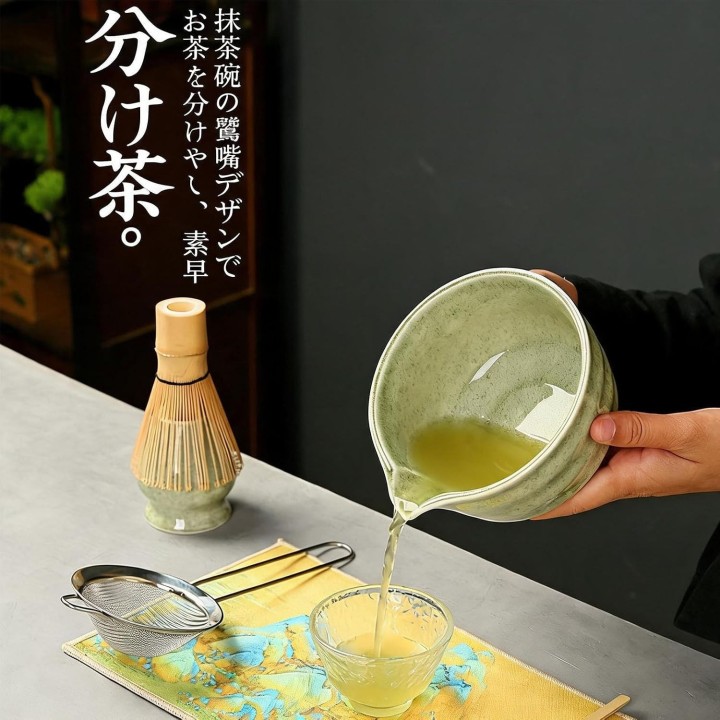 Set tradizionale per la cerimonia del tè Matcha, 7 pezzi, verde-2 | Japanzon