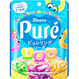KANRO - Puré Ring Soda Gummies - Melon, Grape & Orange 63g