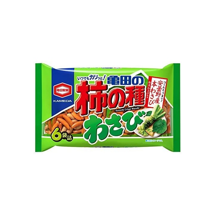 KAMEDA SEIKA - Crackers de Riz Kaki no Tane Wasabi 6 sachets de 182g