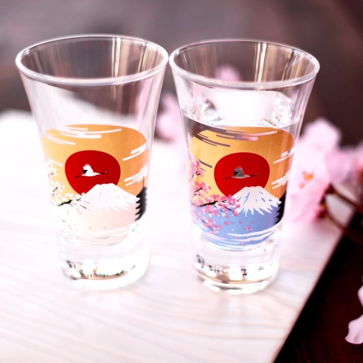 MARUMO TAKAGI - Verres à Sake Magiques - Cerisiers en fleurs (sakura) & Mont Fuji