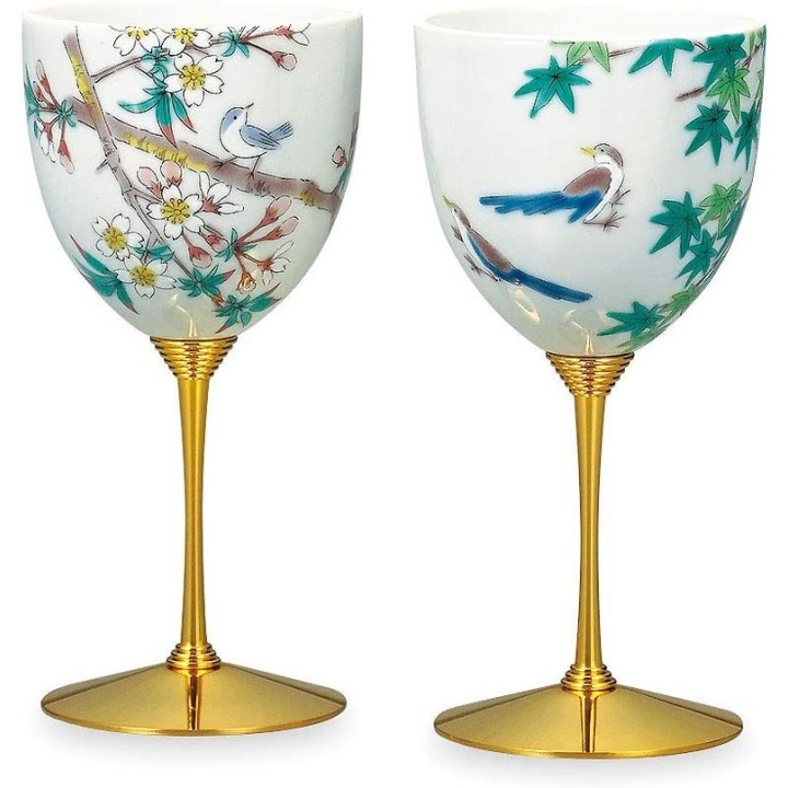 INO SEIHOU - Kutani-Yaki Wine Glasses