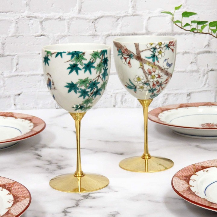 INO SEIHOU - Kutani-Yaki Wine Glasses