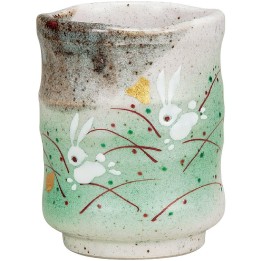 INO SEIHOU - Kutani-Yaki Tea Cup - Rabbits