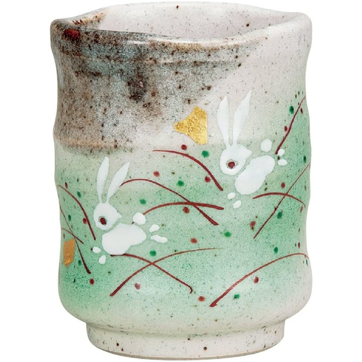 INO SEIHOU - Kutani-Yaki Tea Cup - Rabbits