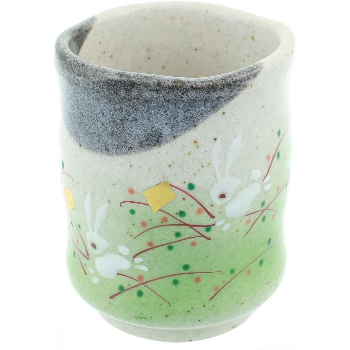 INO SEIHOU - Kutani-Yaki Tea Cup - Rabbits