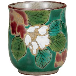 INO SEIHOU - Verre à Thé en Kutani-Yaki - Fleurs de Camélias