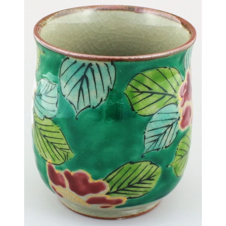 INO SEIHOU - Kutani-Yaki Tea Cup - Camellias Flowers