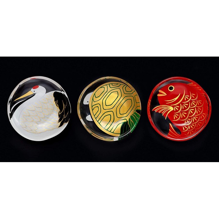Set de 3 assiettes en verre : Grue/Tortue/Daurade | Cookingsan.com