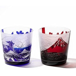TABURO - Blue and Red Glasses Hokusai (Edo Kiriko) TB022-204R/206B