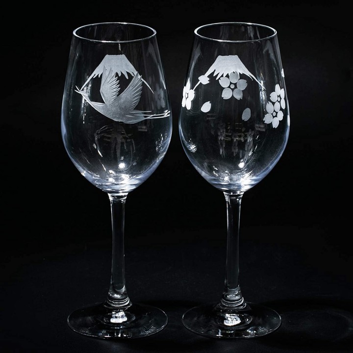 TABURO - Verres à Pied Mont Fuji (Edo Kiriko) TB0080-32/0080-33