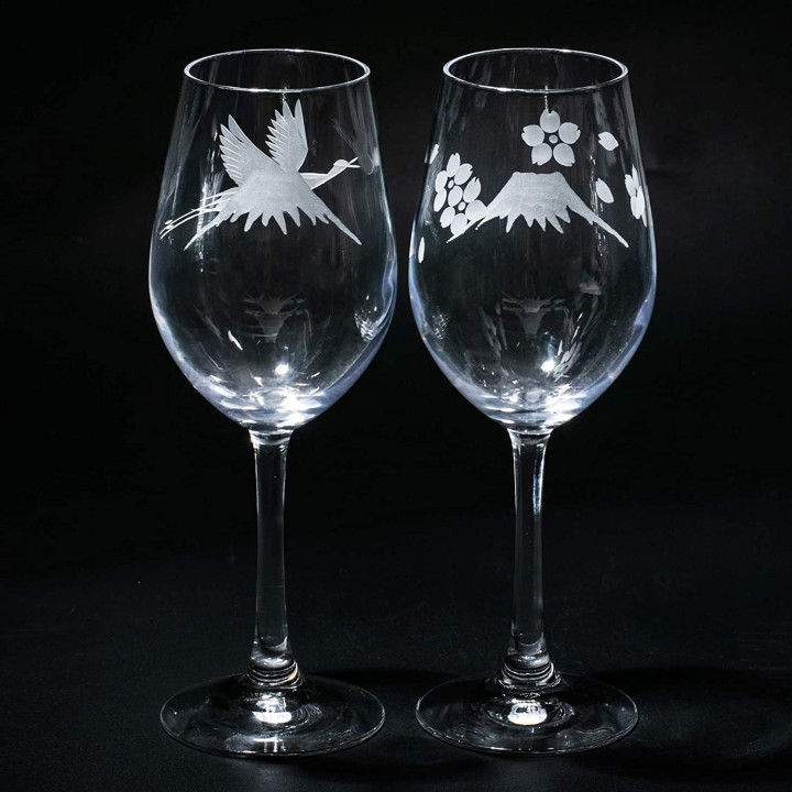 Verres à Pied Mont Fuji (Edo Kiriko) | Cookingsan.com