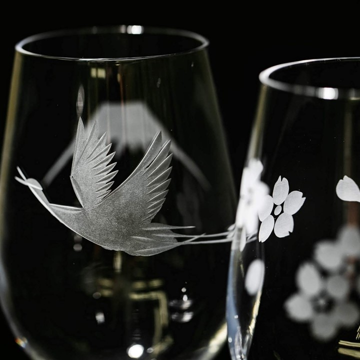 Wine Glasses Mount Fuji (Edo Kiriko) | Cookingsan.com