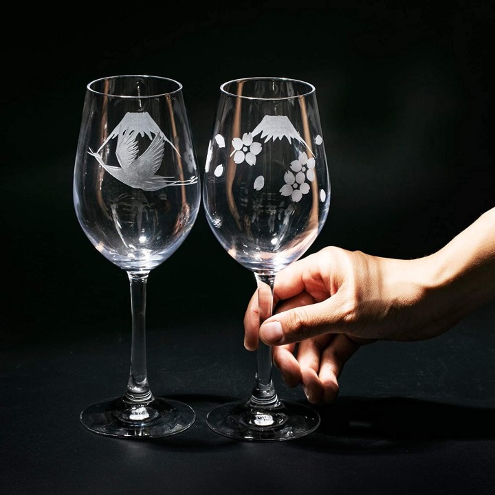 Wine Glasses Mount Fuji (Edo Kiriko) | Cookingsan.com