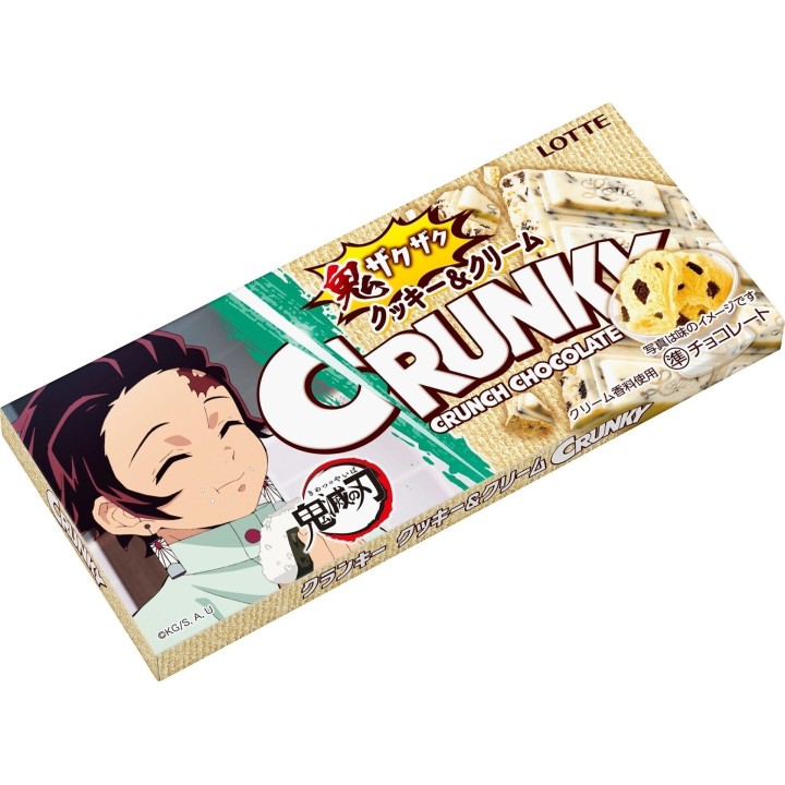 LOTTE - CRUNKY Crispy Chocolate Bar Cookies & Cream - Demon Slayer