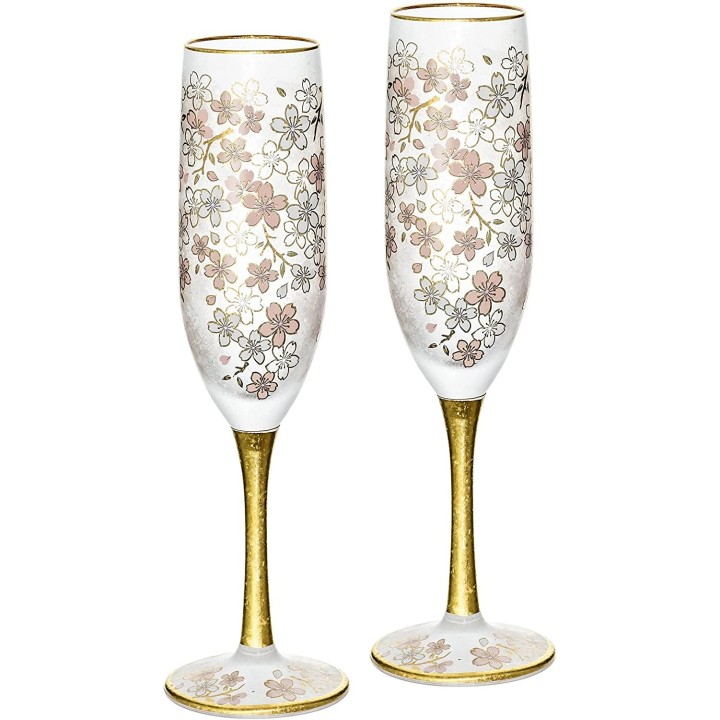 ADERIA - Champagne Flutes Sakura (cherry blossoms) x2