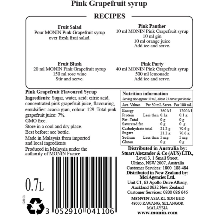 Pink Grapefruit Syrup 700ml | Cookingsan.com