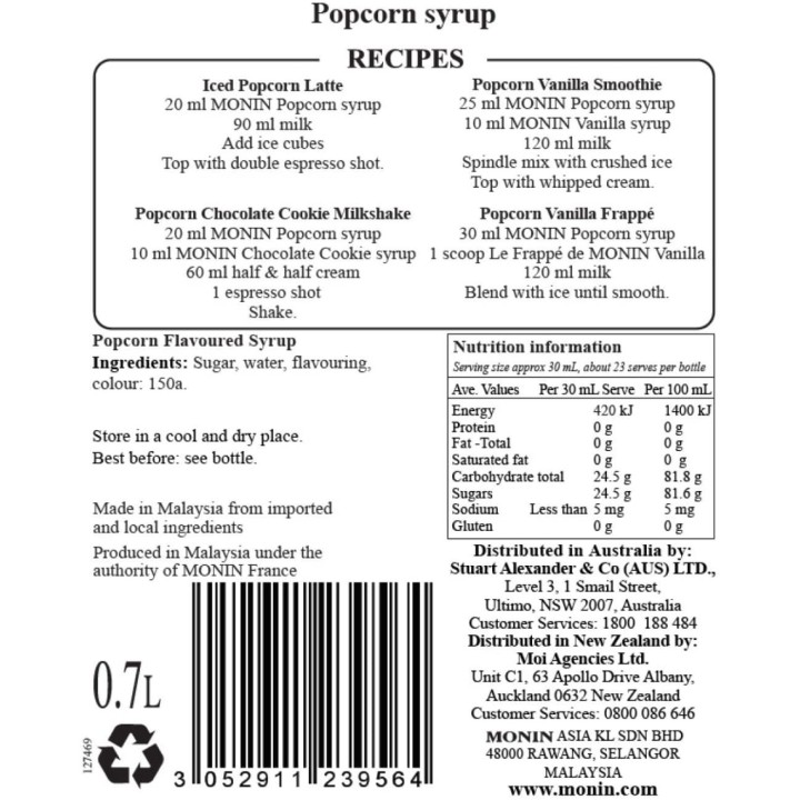 Popcorn Syrup 700ml | Cookingsan.com