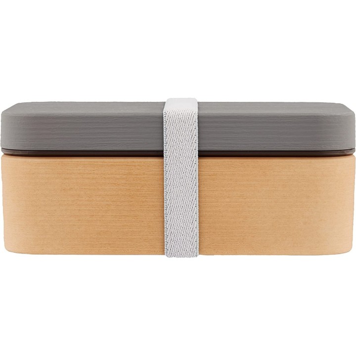 Showa - Bento Box Wood Grain Charcoal Gray | Cookingsan.com