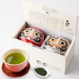 Japanisches Grüntee-Geschenkset – Daruma-Dosen Rot & Weiß – Shizuoka Sencha