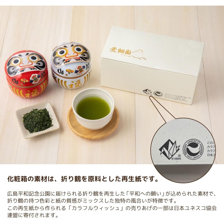 Japanisches Grüntee-Geschenkset – Daruma-Dosen Rot & Weiß – Shizuoka Sencha