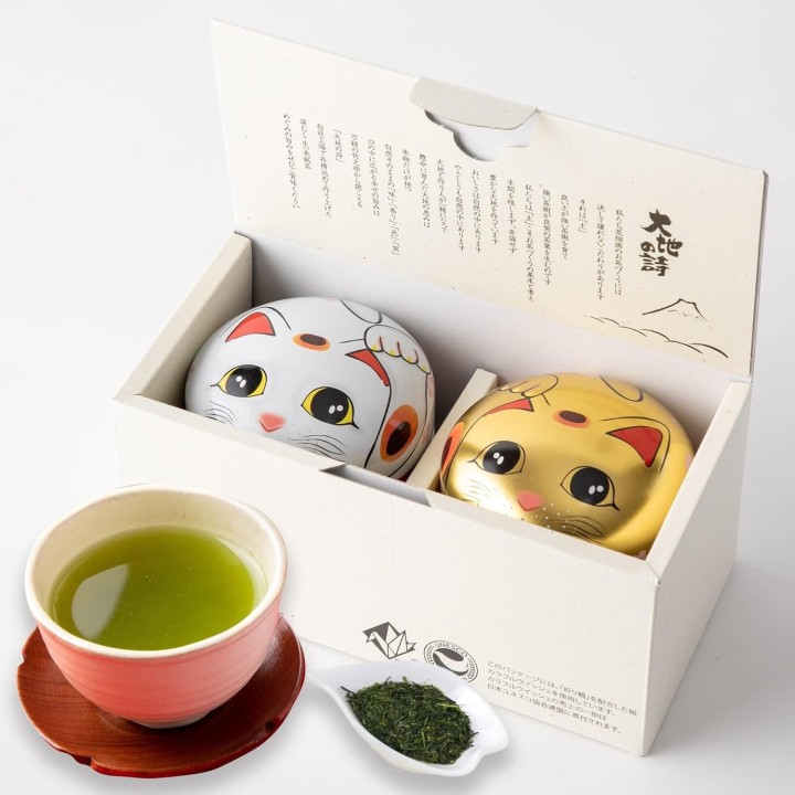 Set de Té Verde Japonés – Latas Maneki Neko – Sencha de Shizuoka