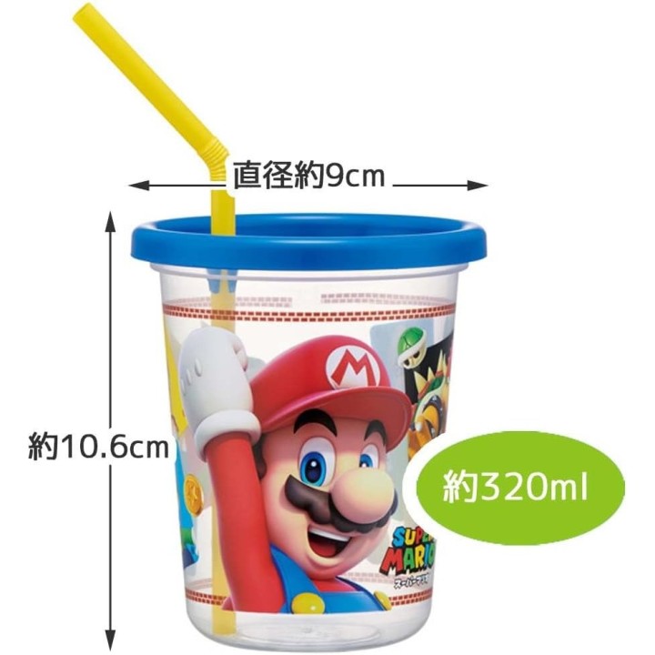 Juego de vasos con pajita de Super Mario, 3 unidades, 320 ml, Skater, importado de Japón