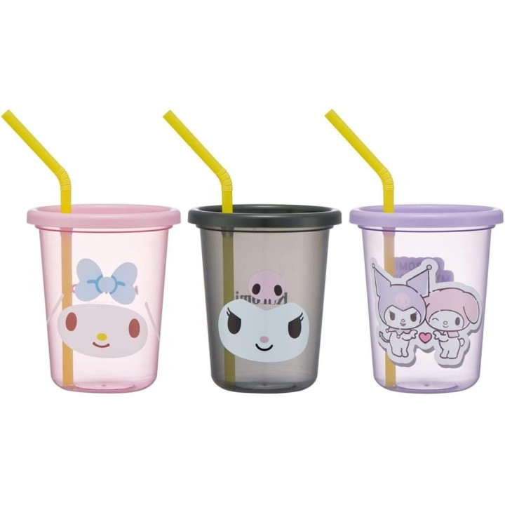 My Melody Kuromi Straw Tumblers Set 3pcs 320ml Skater Japan Import