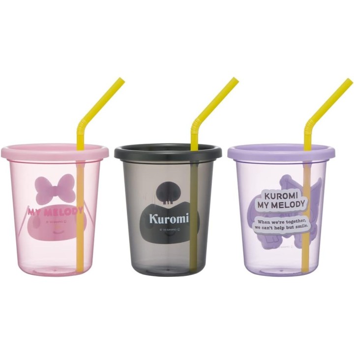 My Melody Kuromi Straw Tumblers Set 3pcs 320ml Skater Japan Import
