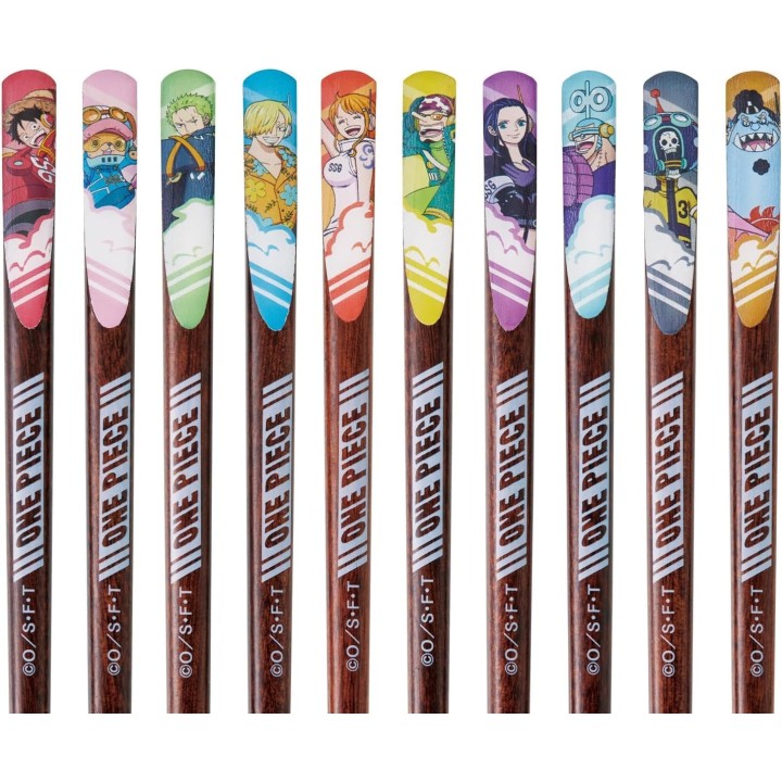 Coffret cadeau de baguettes « One Piece » : 5 paires de 21 cm, importées du Japon