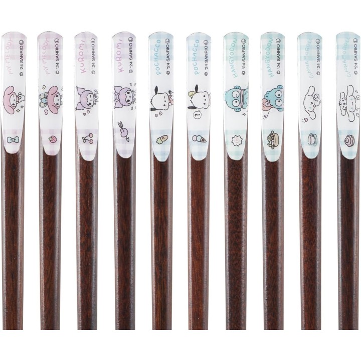 Set regalo di bacchette con personaggi Sanrio, 5 paia, 21 cm, importato dal Giappone
