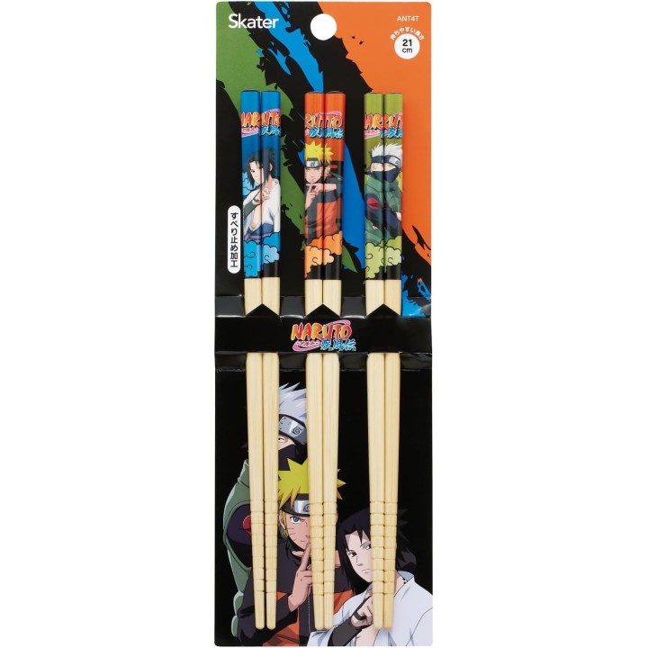 Lot de 3 paires de baguettes en bambou pour enfants Naruto, 21 cm, importées du Japon