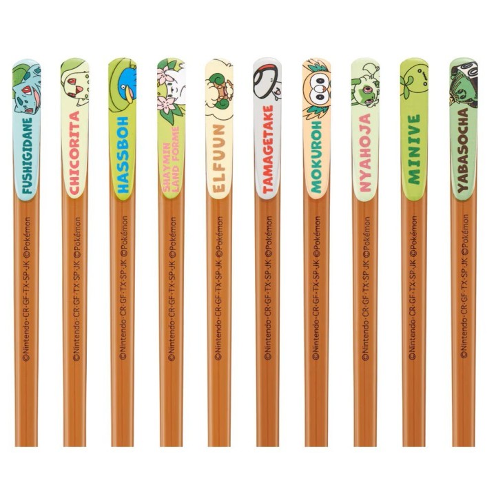 Coffret cadeau de baguettes Pokémon de type Plante, 5 paires de 21 cm, importées du Japon