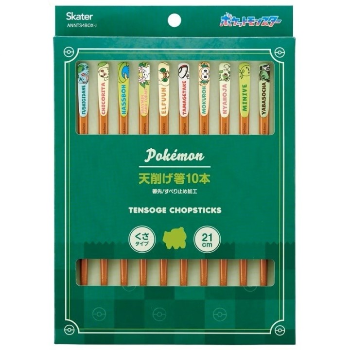 Coffret cadeau de baguettes Pokémon de type Plante, 5 paires de 21 cm, importées du Japon