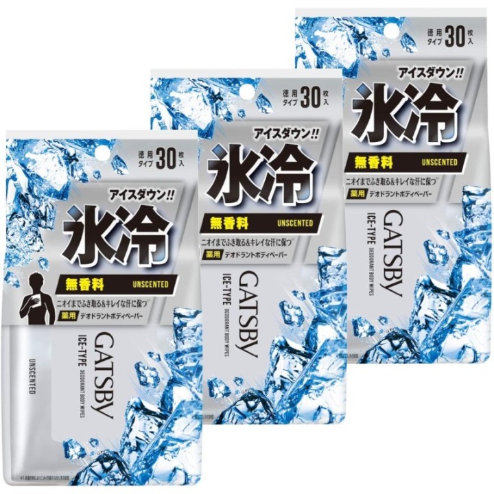 GATSBY - Lingettes corporelles type glace non parfumées 30x3